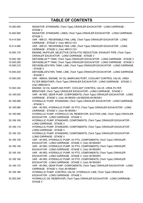 Case CX365E SR LC Crawler Excavator Parts Manual 540421365PC