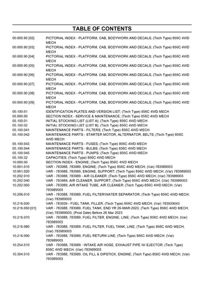 Case 856C 4WD Motor Grader Parts Manual 542342170PC