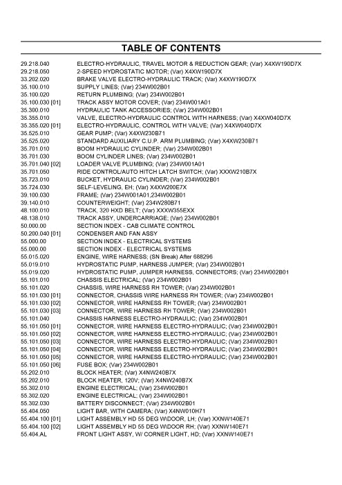 Case TR270B Compact Track Loader Parts Manual 550711221PC