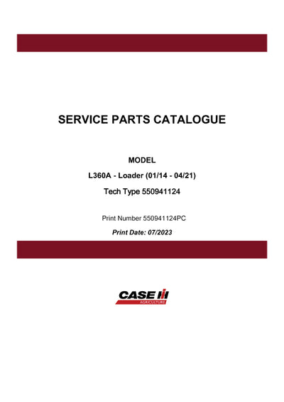 Case IH L360A Loader Parts Manual 550941124PC