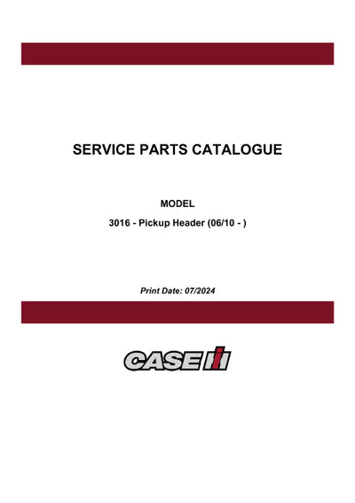 Case IH 3016 - Pickup Header (06-10 - ) Parts Manual 551015002PC