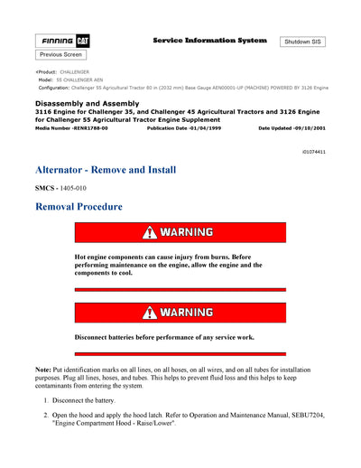 DOWNLOAD CATERPILLAR 55 CHALLENGER SERVICE REPAIR MANUAL AEN