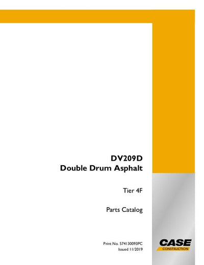 Case DV209 VIBRATORY COMBI ROLLER TIER 4A-B Parts Manual 574130093PC