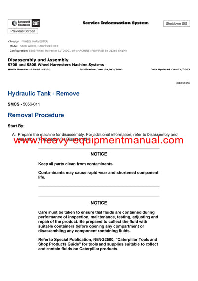 DOWNLOAD CATERPILLAR 580B WHEEL HARVESTER SERVICE REPAIR MANUAL CLT
