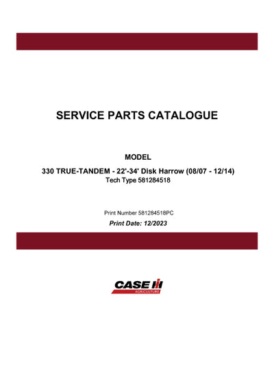 Case IH 330 TRUE-TANDEM Parts Manual 581284518PC