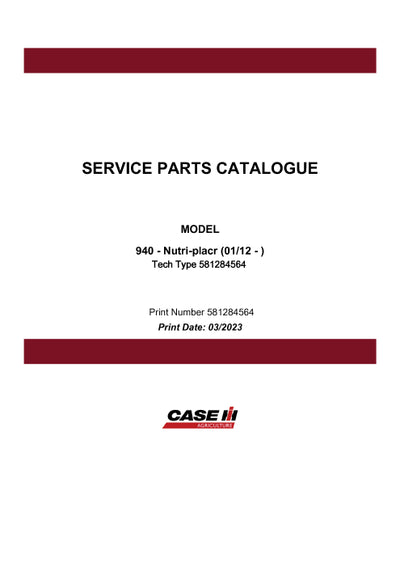 Case IH 940 Nutri Placr (01-12 - ) Parts Manual 581284564PC