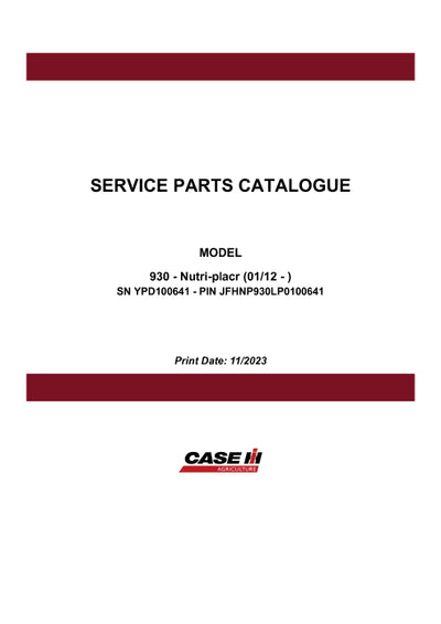 Case IH 930 Nutri-placr (01-12 - ) Parts Manual 581284573PC