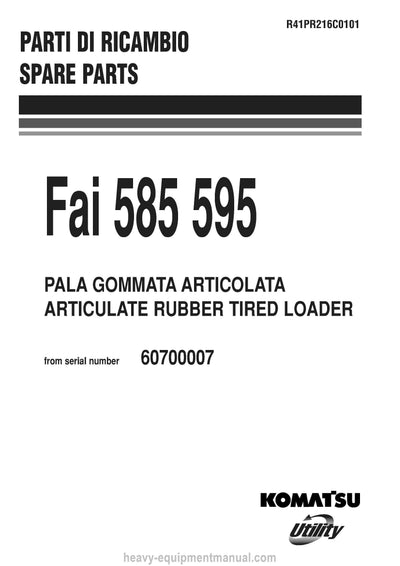 Komatsu 595(ITA) Wheel Loader Parts Manual SN 60700007-UP