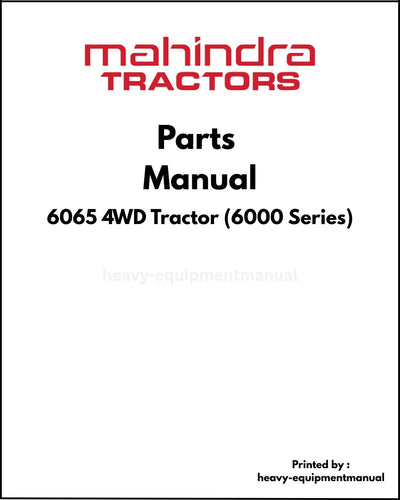 Mahindra 6065 4WD Tractor (6000 Series) Parts Manual - PDF Download