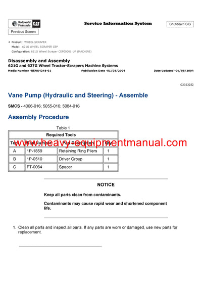 DOWNLOAD CATERPILLAR 621G WHEEL SCRAPER SERVICE REPAIR MANUAL CEP