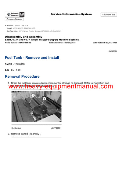 DOWNLOAD CATERPILLAR 627H WHEEL TRACTOR SERVICE REPAIR MANUAL LCT