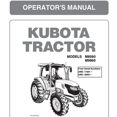 Kubota M9960 Tractor Operator Manual - PDF Download