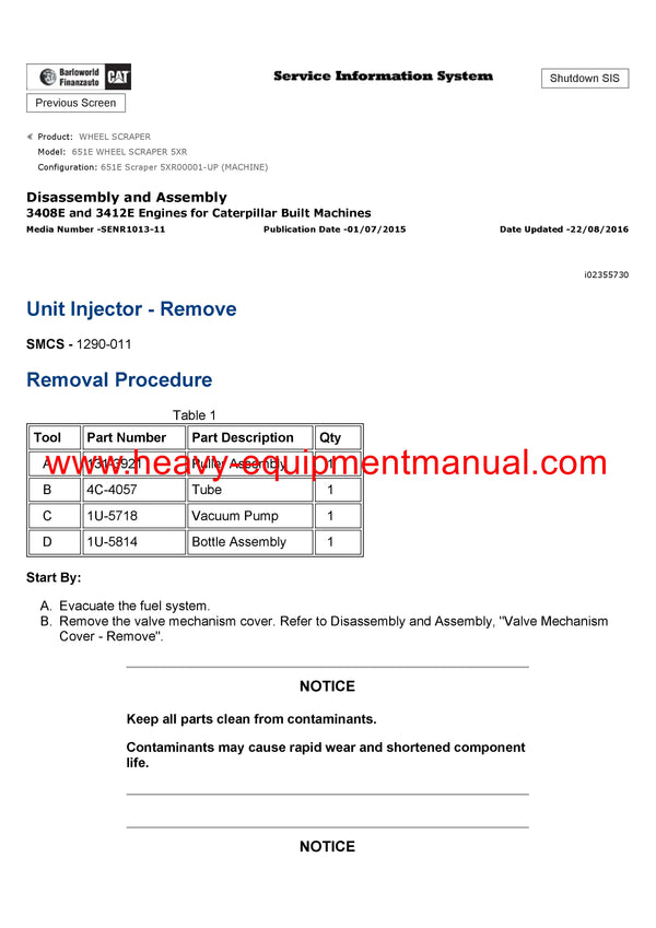 DOWNLOAD CATERPILLAR 651E WHEEL SCRAPER SERVICE REPAIR MANUAL 5XR