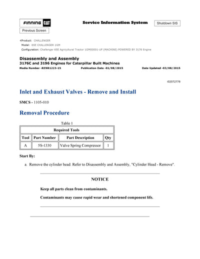 DOWNLOAD CATERPILLAR 65E CHALLENGER SERVICE REPAIR MANUAL 1GM