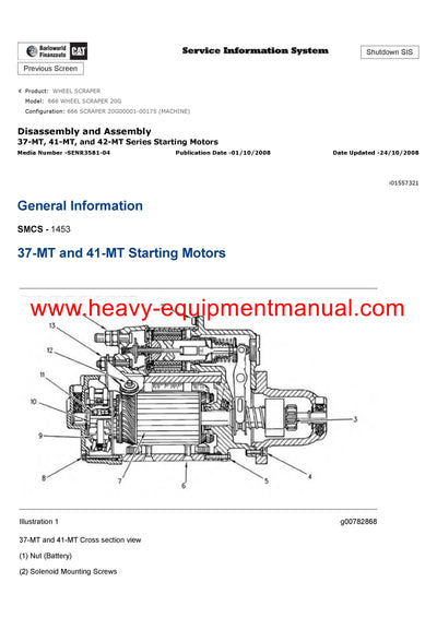 DOWNLOAD CATERPILLAR 666 WHEEL SCRAPER SERVICE REPAIR MANUAL 20G