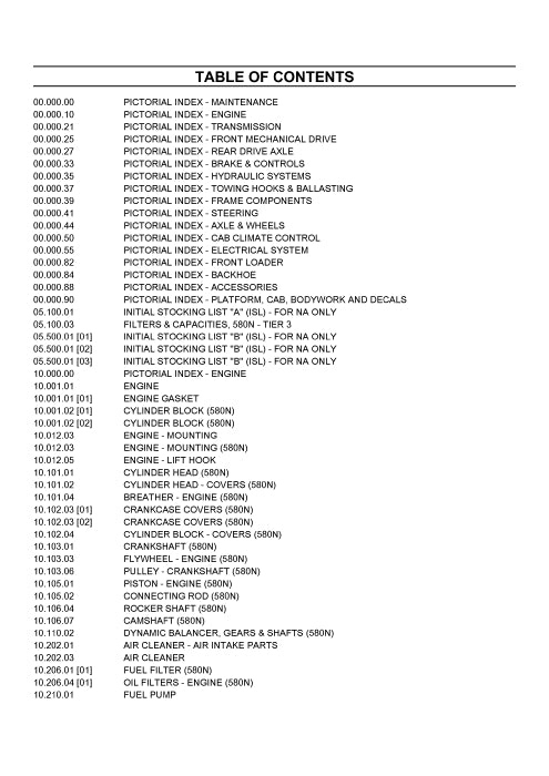 Case 580N Loader Backhoe 4WD Parts Manual 675710720PC