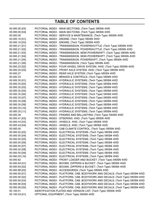 Case 580SN BACKHOE LOADER Parts Manual 675726750PC