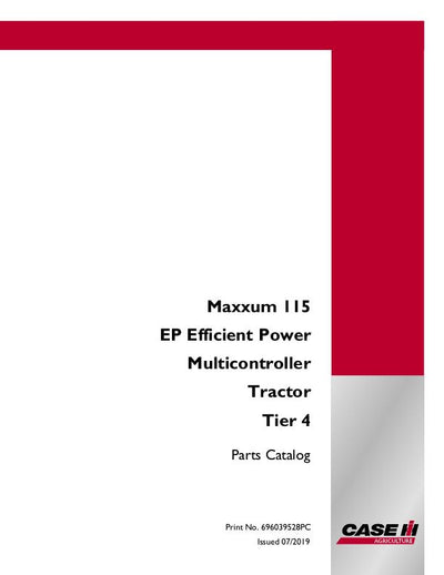 Case IH 115 MAXXUM TRACTOR TIER 4 Parts Manual 696039528PC