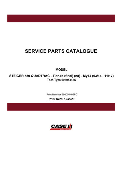 Case IH 580 STEIGER QUADTRAC Tier 4b (final) (na) Parts Manual 696054485PC