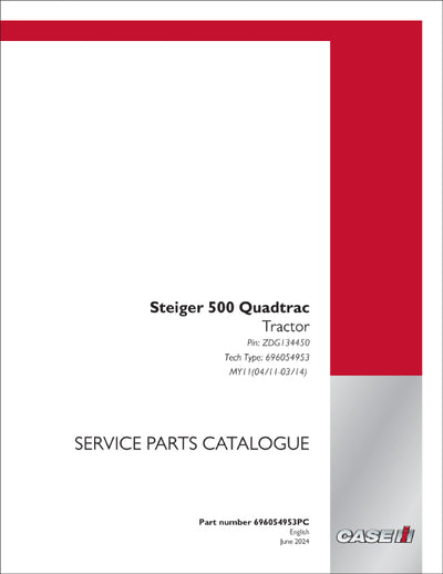 Case IH 500 Steiger Quadtrac MY11 04-11 - 03-14 Parts Manual 696054953PC