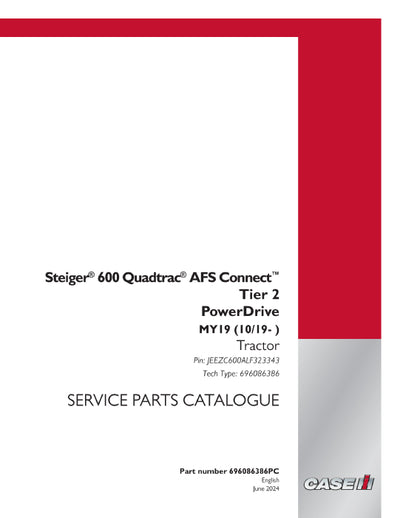 Case IH 600 Steiger QuadTrac AFS Connect MY19 (10-19 - ) Parts Manual 696086386PC