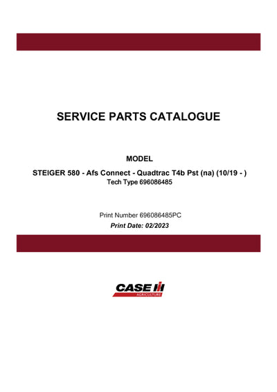 Case IH 580 STEIGER Afs Connect Quadtrac T4b Parts Manual 696086485PC