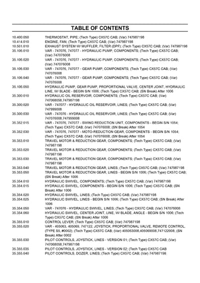 Case CX57C Mini Crawler Excavator Parts Manual 698495710PC