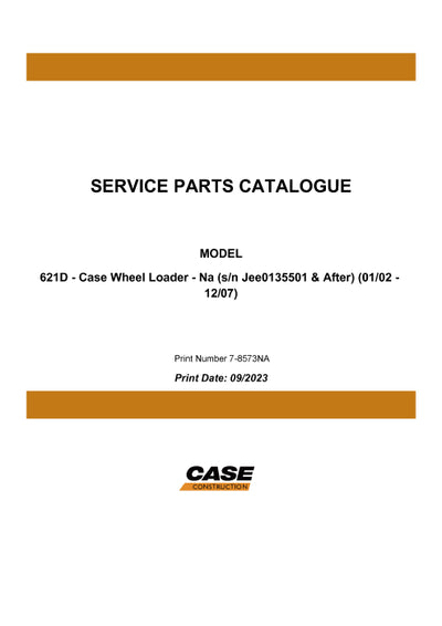 Case 621D Wheel Loader Parts Manual 7-8573NA