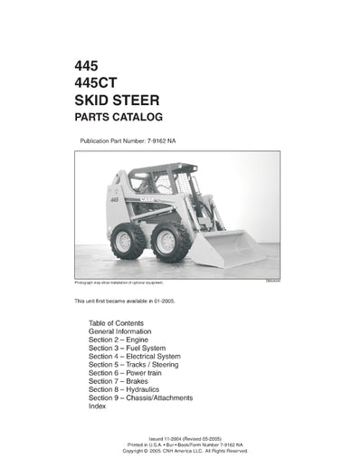 Case 445CT Compact Track Loader Parts Manual 7-9162NA