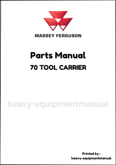Massey Ferguson 70 TOOL CARRIER Parts Manual - Download PDF