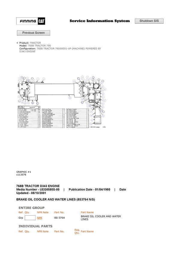Download Caterpillar 768B Tractor Parts Manual 79S