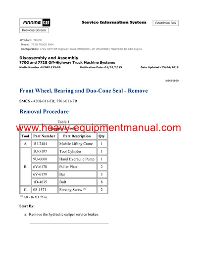 Download Caterpillar 772G Truck Service Repair Manual RMH