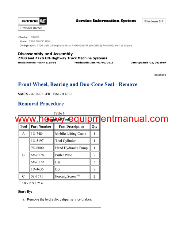 Download Caterpillar 772G Truck Service Repair Manual RMH