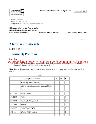 Download Caterpillar 772 Tractor Service Repair Manual 11S