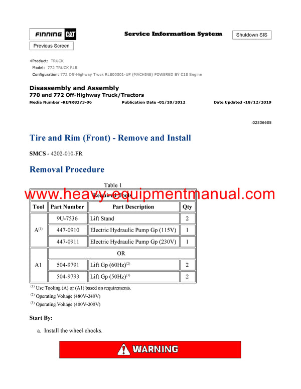 Download Caterpillar 772 Truck Service Repair Manual RLB