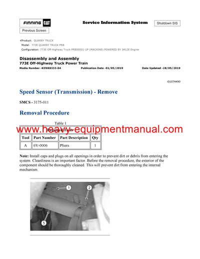 Download Caterpillar 773E Quarry Truck Service Repair Manual PRB