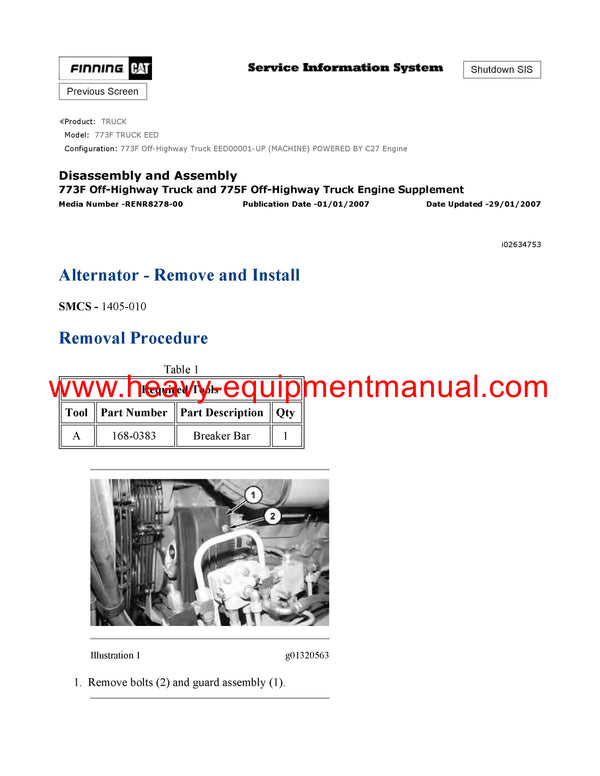 Download Caterpillar 773F Truck Service Repair Manual EED