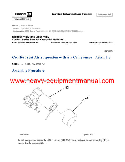 Download Caterpillar 775D Quarry Truck Service Repair Manual 8AS