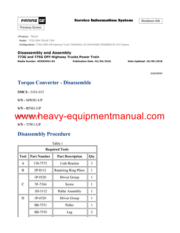 Download Caterpillar 775G OEM Truck Service Repair Manual T5W
