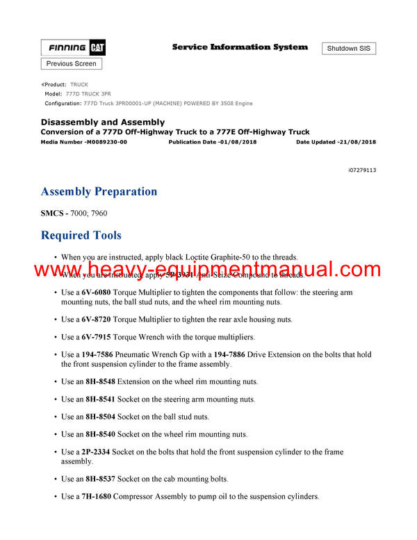 Download Caterpillar 777D Truck Service Repair Manual 3PR