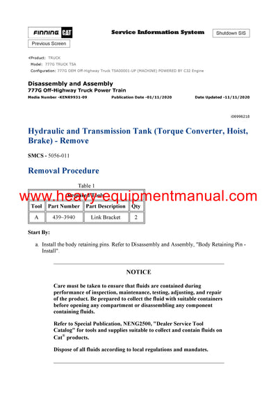 Download Caterpillar 777G Truck Service Repair Manual T5A