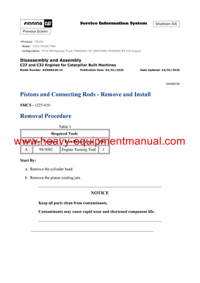 Download Caterpillar 777G Truck Service Repair Manual TNM