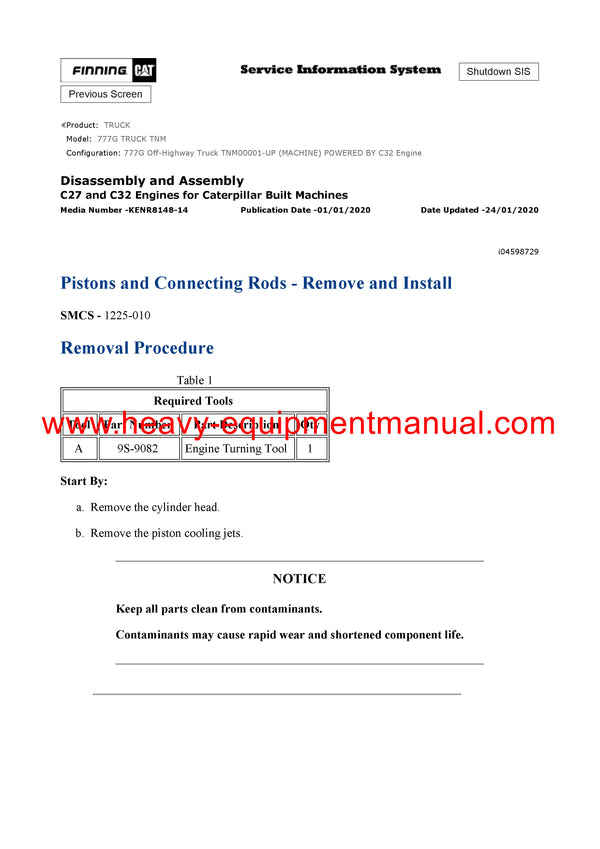 Download Caterpillar 777G Truck Service Repair Manual TNM