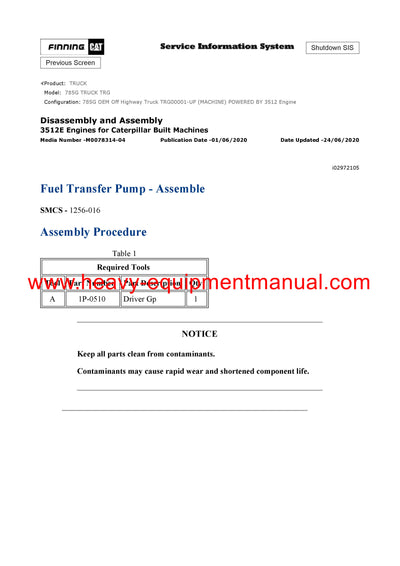 Download Caterpillar 785G Truck Service Repair Manual TRG