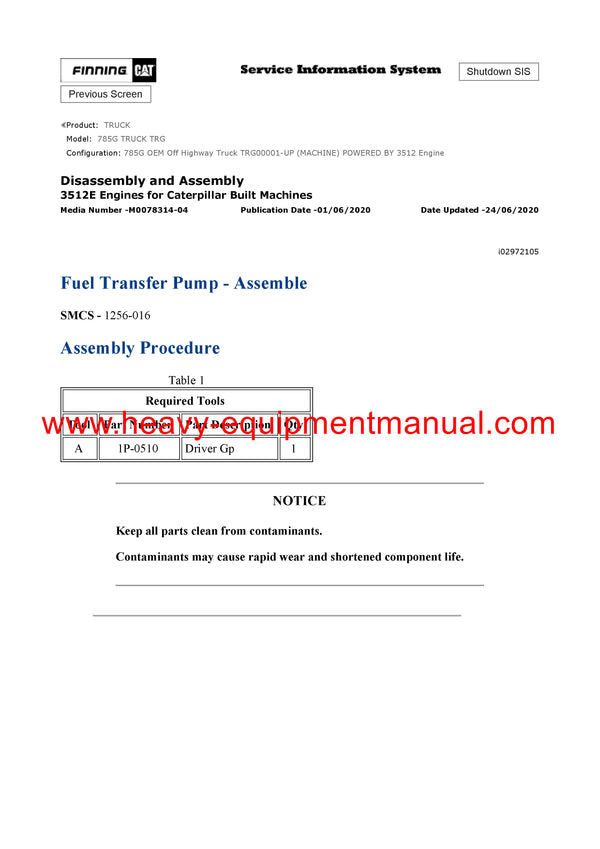 Download Caterpillar 785G Truck Service Repair Manual TRG