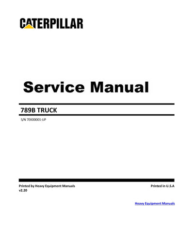 Download Caterpillar 789B Truck Service Repair Manual 7EK