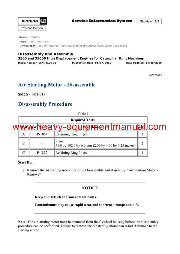 Download Caterpillar 789D Truck Service Repair Manual SPD