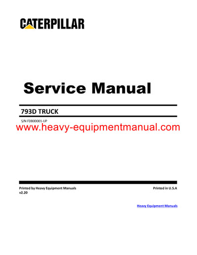 DOWNLOAD CATERPILLAR 793D TRUCK Service Repair Manual FDB