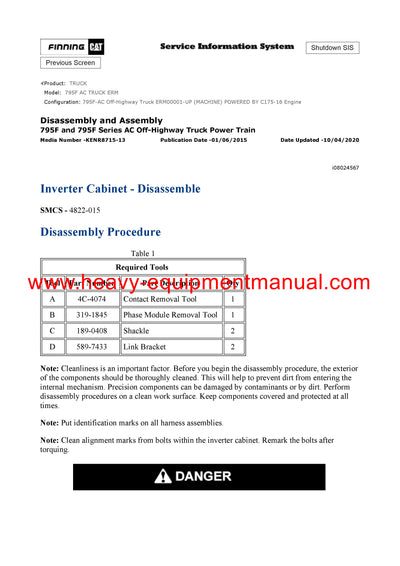 Caterpillar 795F AC TRUCK Full Complete Service Repair Manual SN: ERM