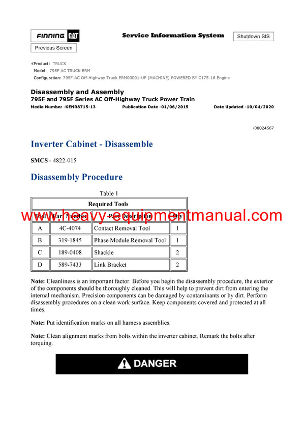 Caterpillar 795F AC TRUCK Full Complete Service Repair Manual SN: ERM